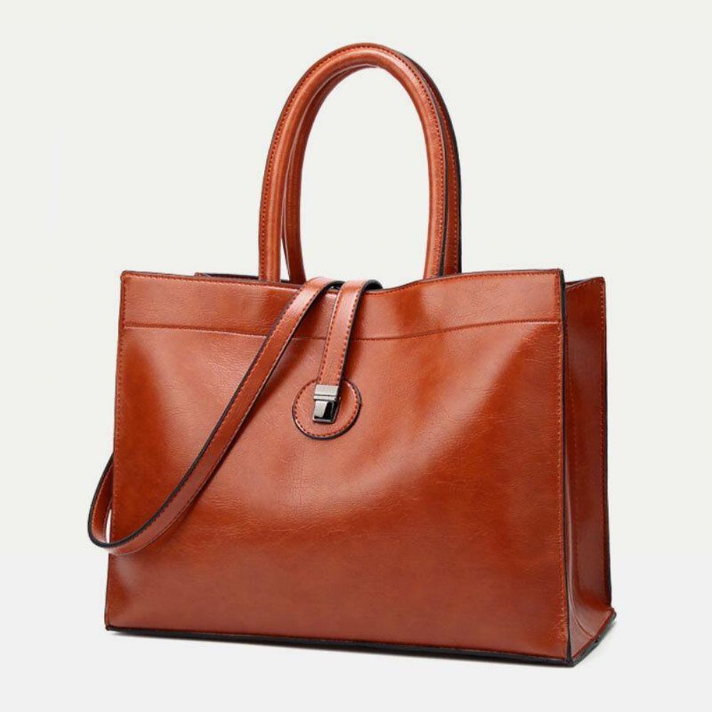 Damen Kunstleder Retro Multi-Pocket Große Kapazität Handtasche Umhängetasche Tote