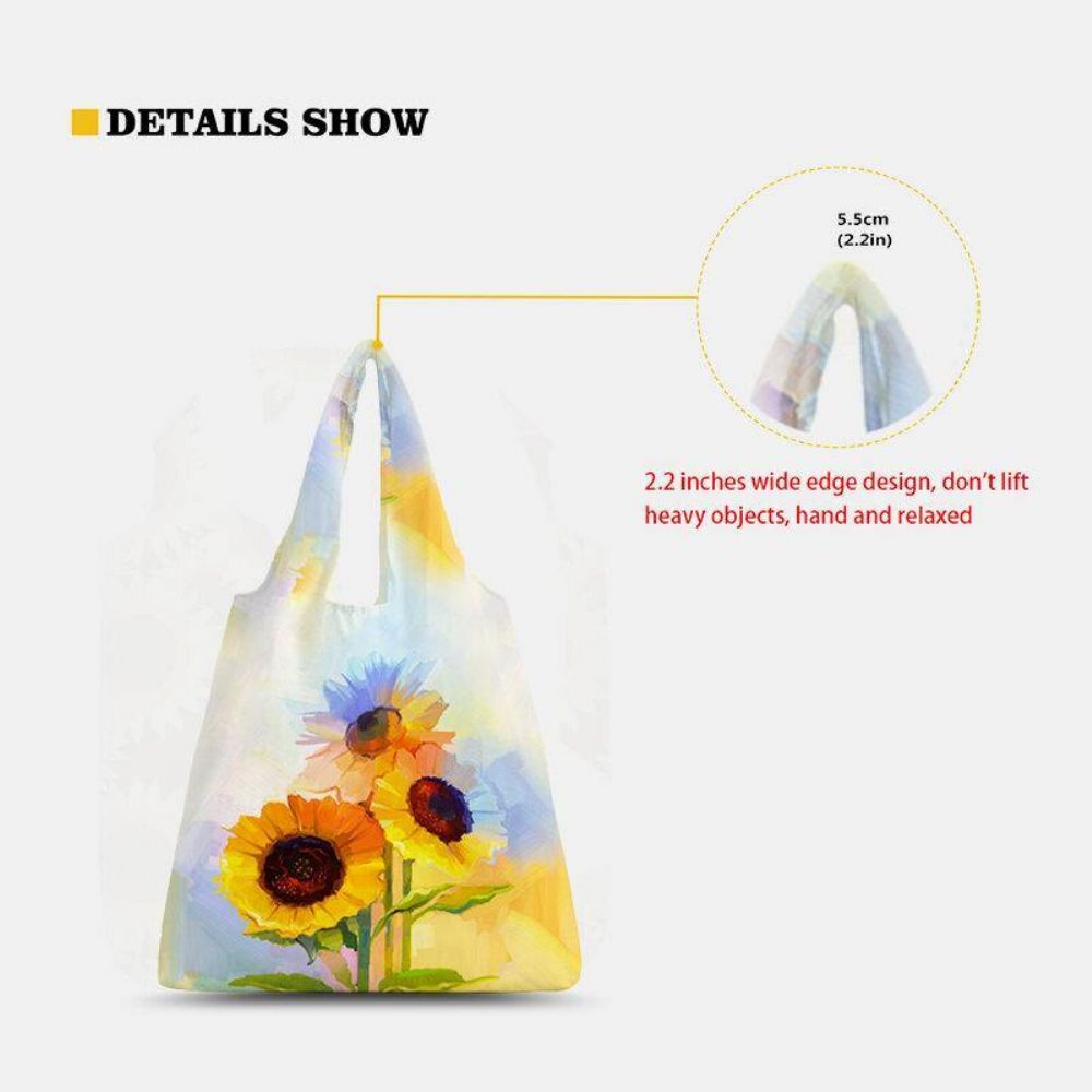 Damen Nylon Tie Dye Sonnenblume Muster Print Sommertasche Umhängetasche Handtasche Tote