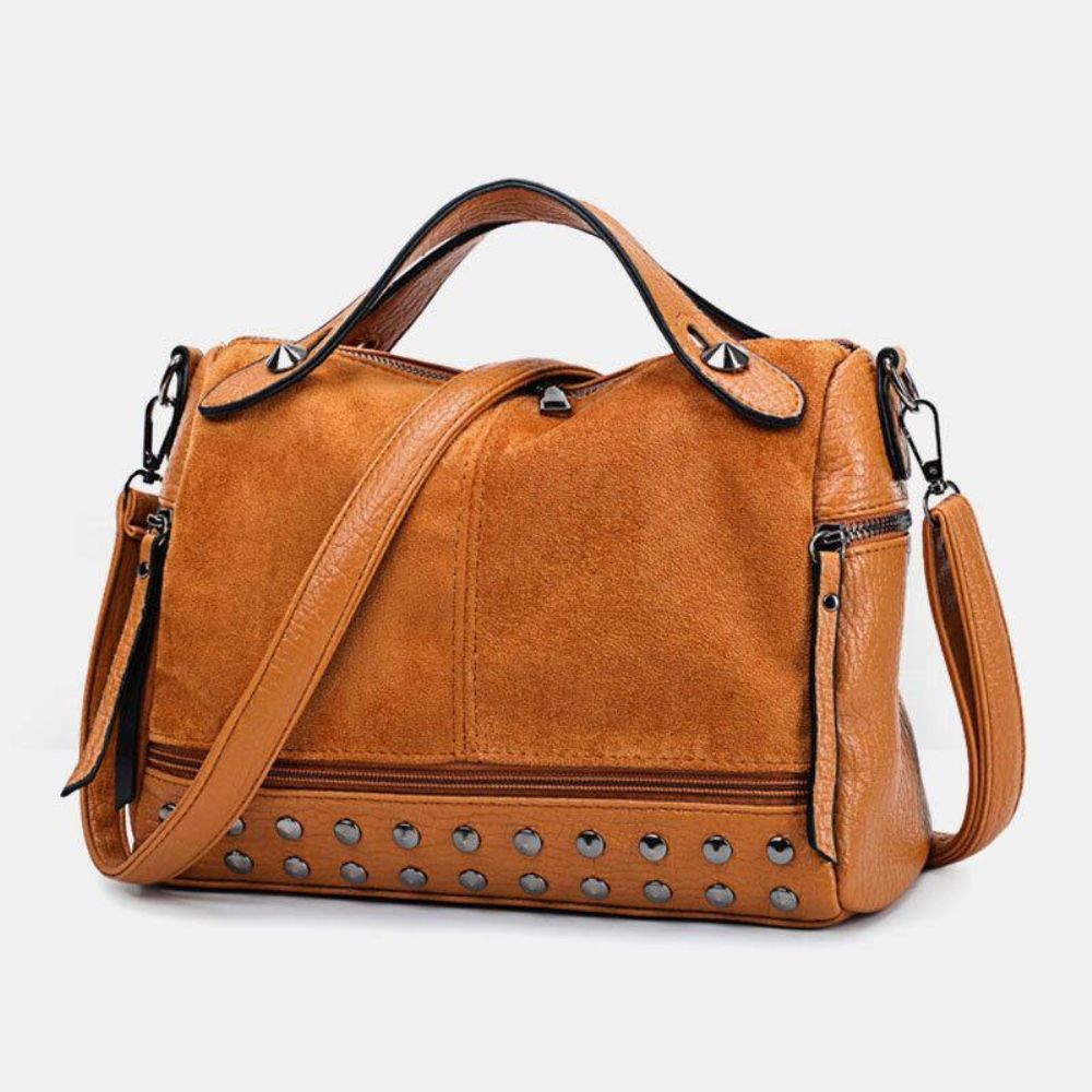 Damen Rivet Vintage Pu Leder Multifunktions Tote Umhängetasche Umhängetasche Handtasche