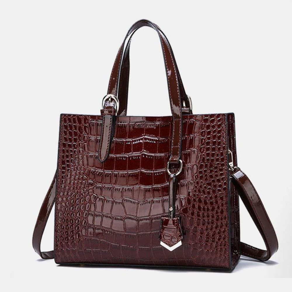 Frauen 2 Stücke Alligator Pu Multi-Pocket Große Kapazität Handtasche Umhängetasche Tote