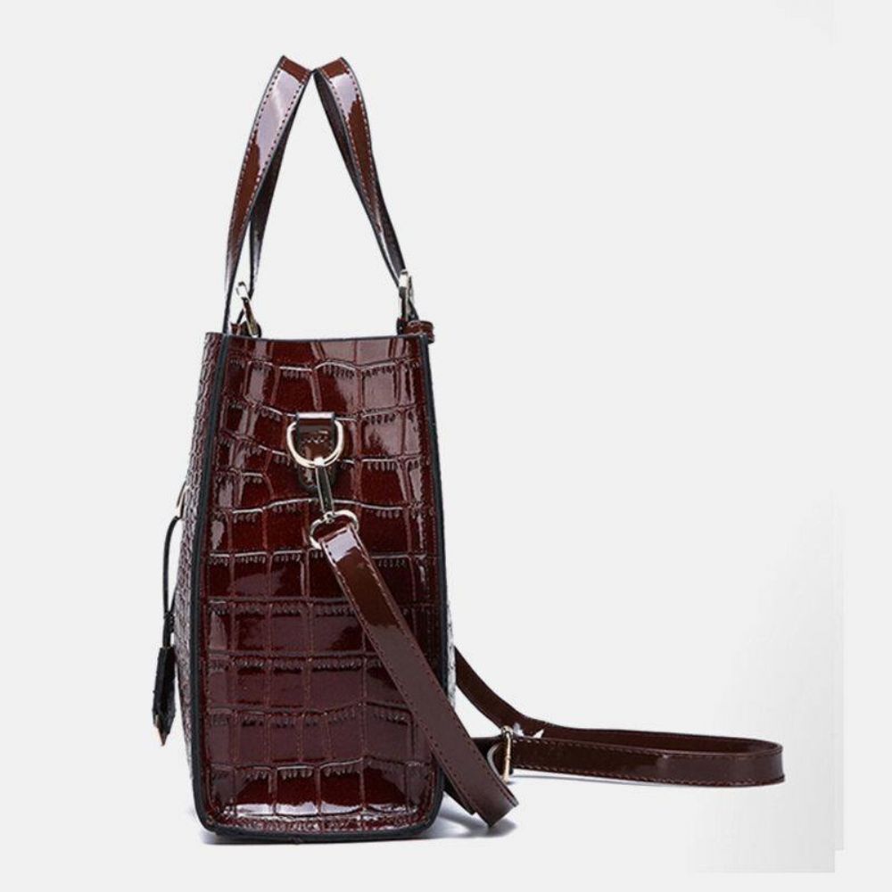 Frauen 2 Stücke Alligator Pu Multi-Pocket Große Kapazität Handtasche Umhängetasche Tote