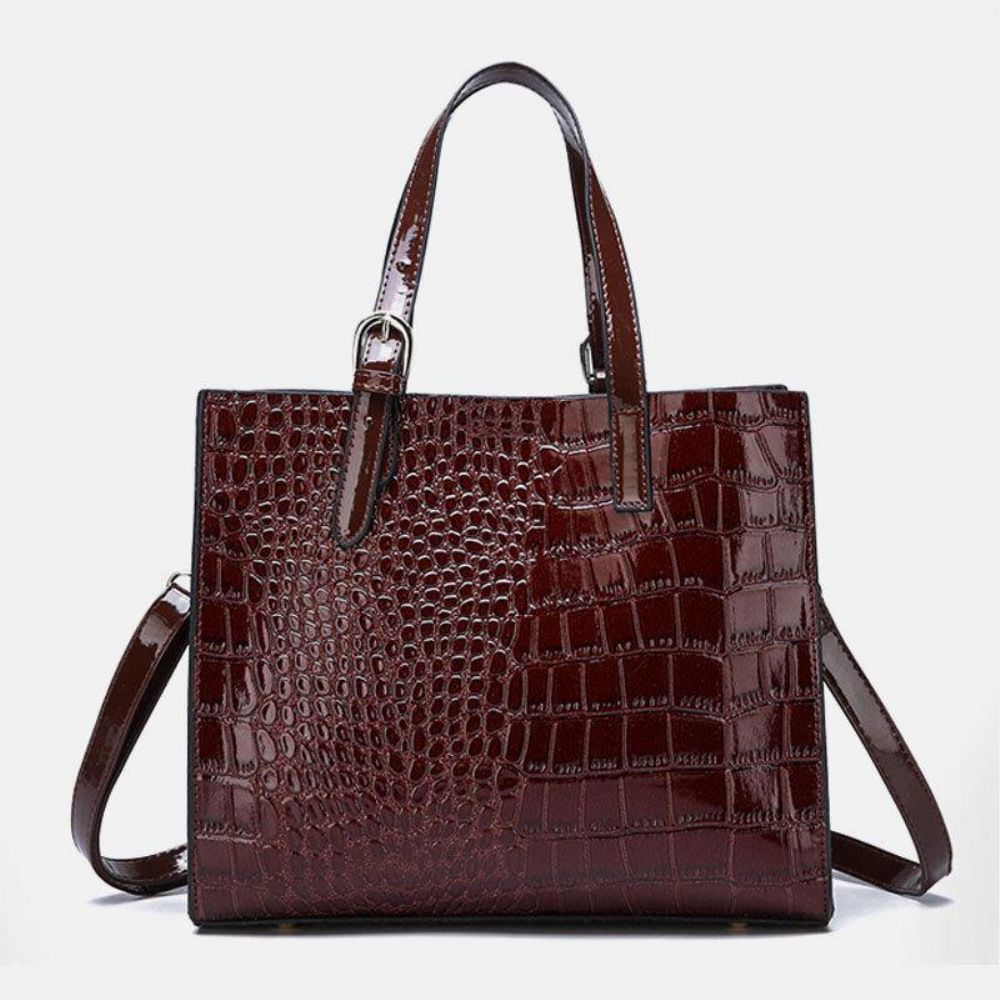 Frauen 2 Stücke Alligator Pu Multi-Pocket Große Kapazität Handtasche Umhängetasche Tote