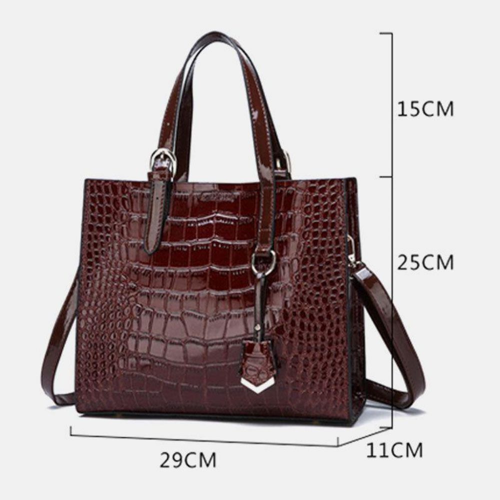 Frauen 2 Stücke Alligator Pu Multi-Pocket Große Kapazität Handtasche Umhängetasche Tote