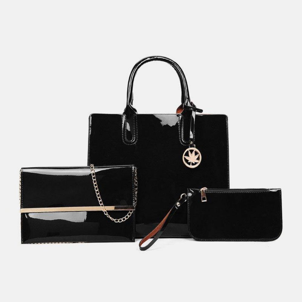 Frauen 3 Stücke Pu Leder Mehrteilige Leder Einfarbig Damen Taschen Handtasche Handtasche Umhängetasche