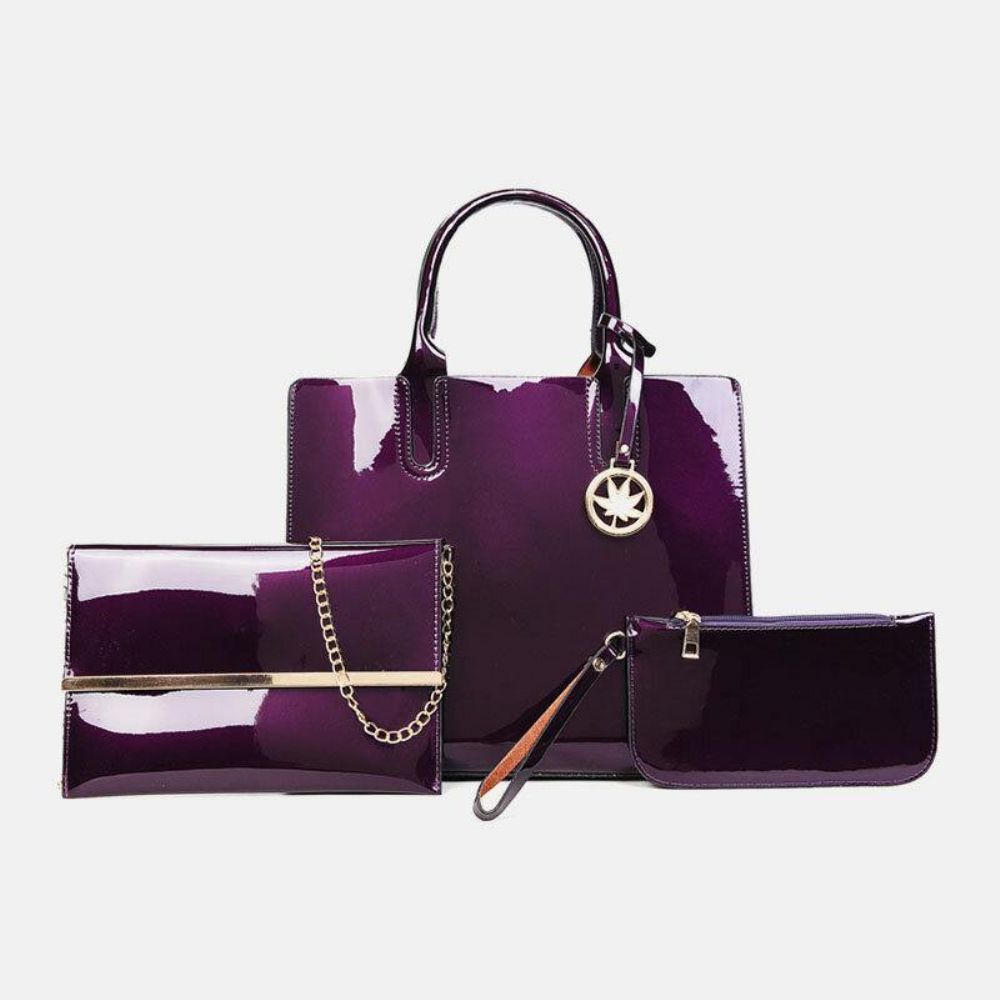 Frauen 3 Stücke Pu Leder Mehrteilige Leder Einfarbig Damen Taschen Handtasche Handtasche Umhängetasche