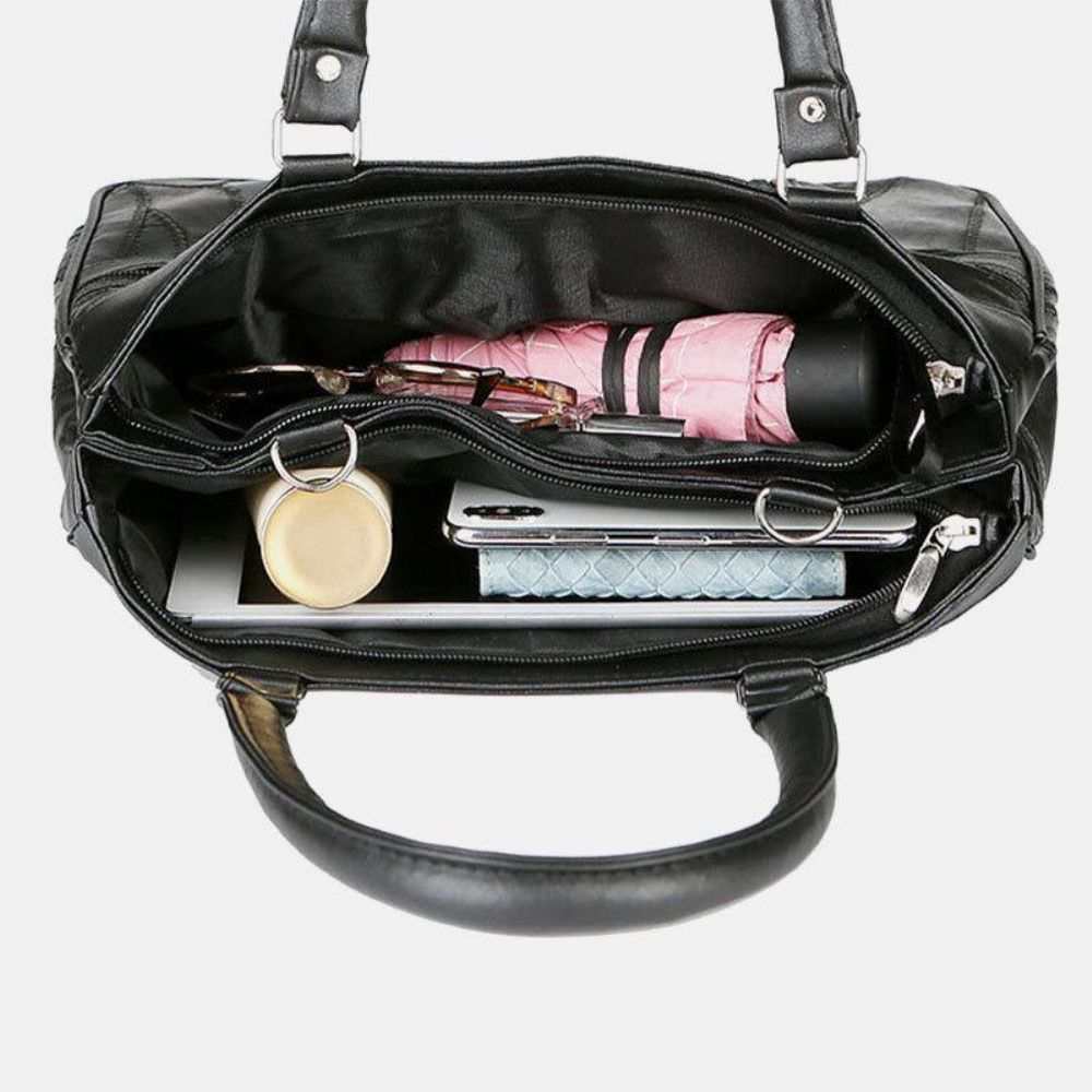 Frauen-Echtes Leder-Patchwork-Gemalte Einkaufstasche Multi-Pocket-Große Kapazitäts-Handtaschen-Weinlese-Crossbody-Taschen