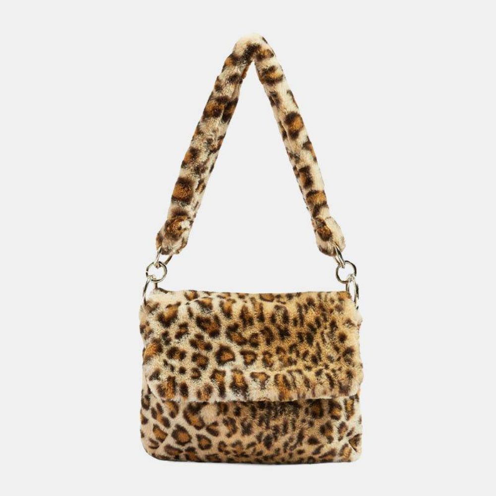 Frauen Filz Mode Lässig Leopard Muster Weiche Warme Umhängetasche Handtasche