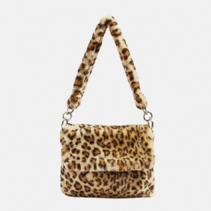 Frauen Filz Mode Lässig Leopard Muster Weiche Warme Umhängetasche Handtasche