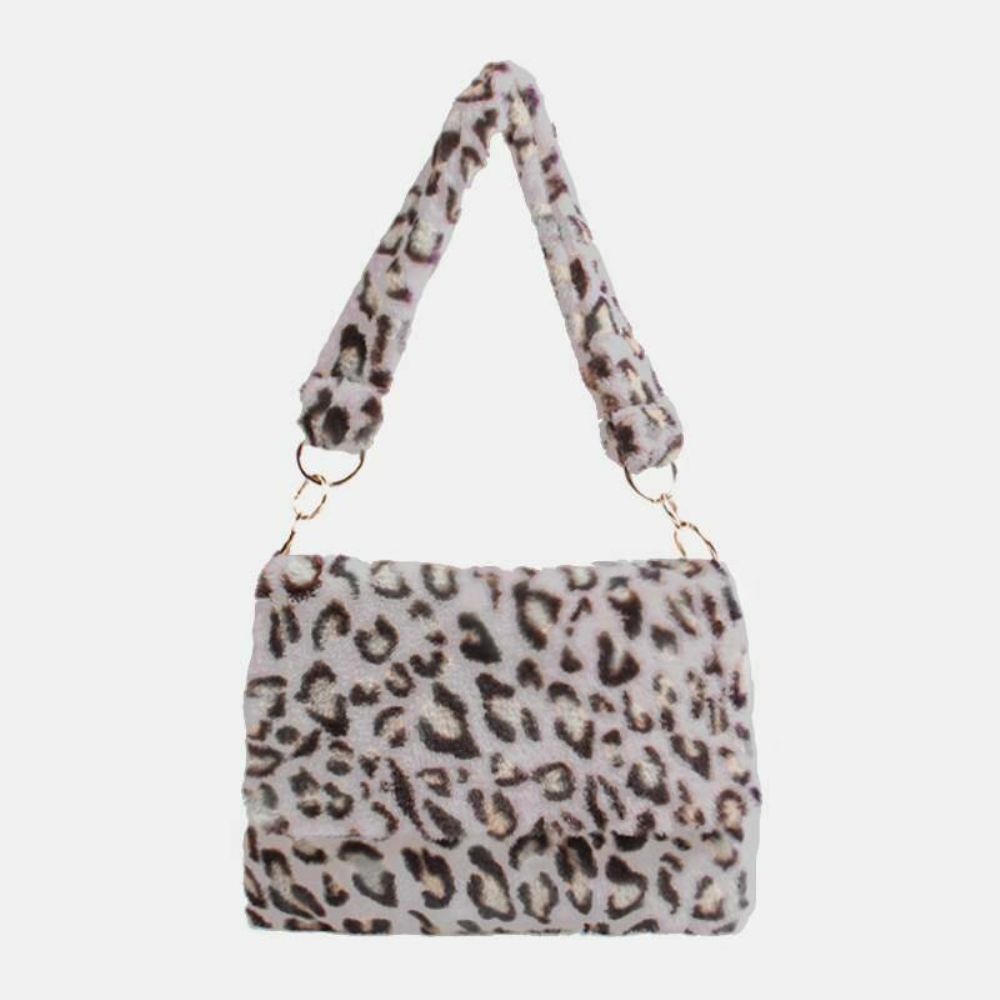 Frauen Filz Mode Lässig Leopard Muster Weiche Warme Umhängetasche Handtasche