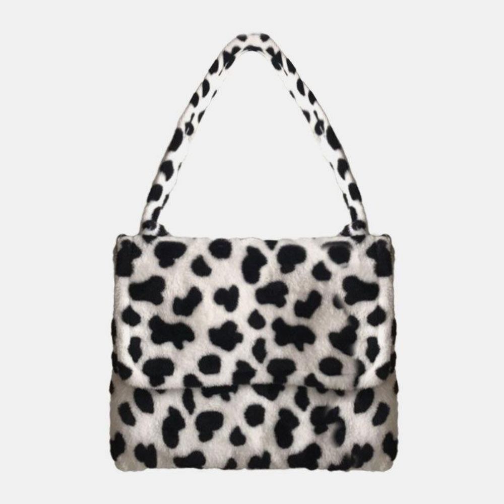 Frauen Filz Mode Lässig Leopard Muster Weiche Warme Umhängetasche Handtasche