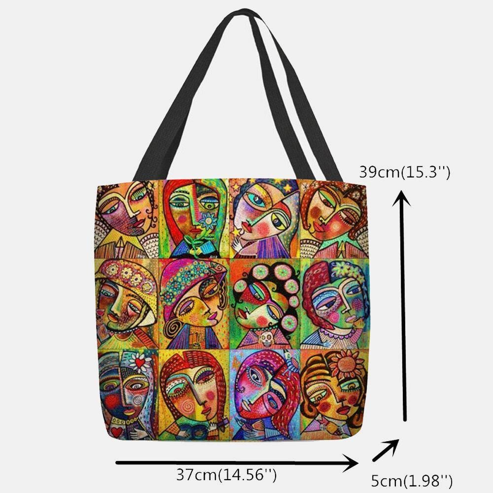 Frauen Filz Multicolor Cartoon Figur Print Handtasche Umhängetasche Tote