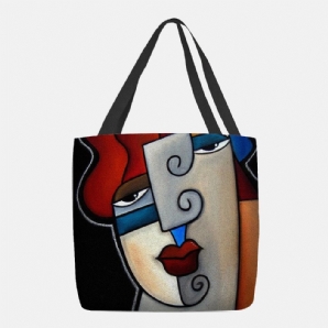 Frauen Filz Picasso Stil Multicolor Cartoon Figur Print Handtasche Umhängetasche Tote