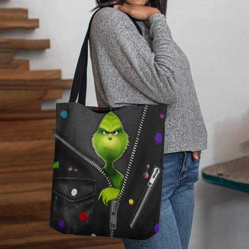 Frauen Filz Süße Cartoon Grüne Monster Muster Umhängetasche Handtasche Tote