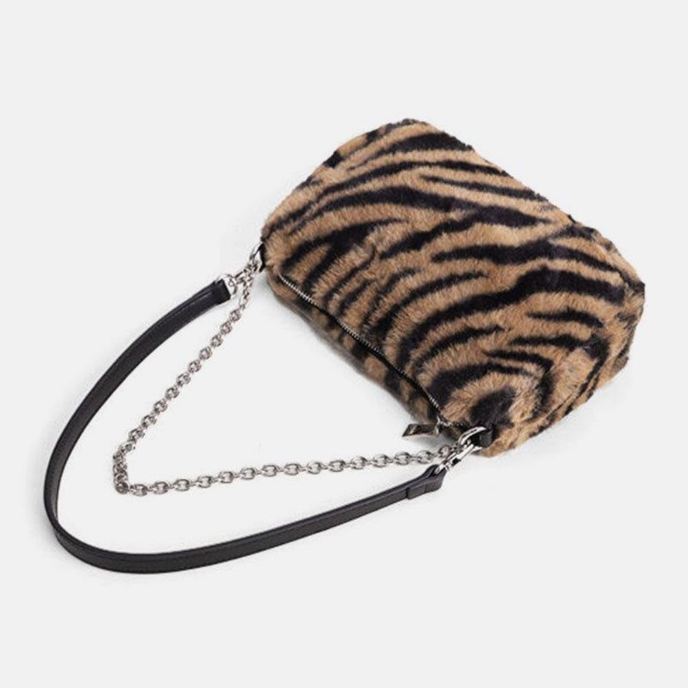 Frauen Filz Weich Lässig Mode Leopardenmuster Unterarm Mini Allgleiches Handtasche Umhängetasche