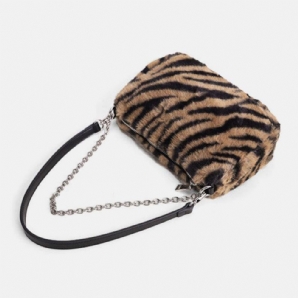 Frauen Filz Weich Lässig Mode Leopardenmuster Unterarm Mini Allgleiches Handtasche Umhängetasche