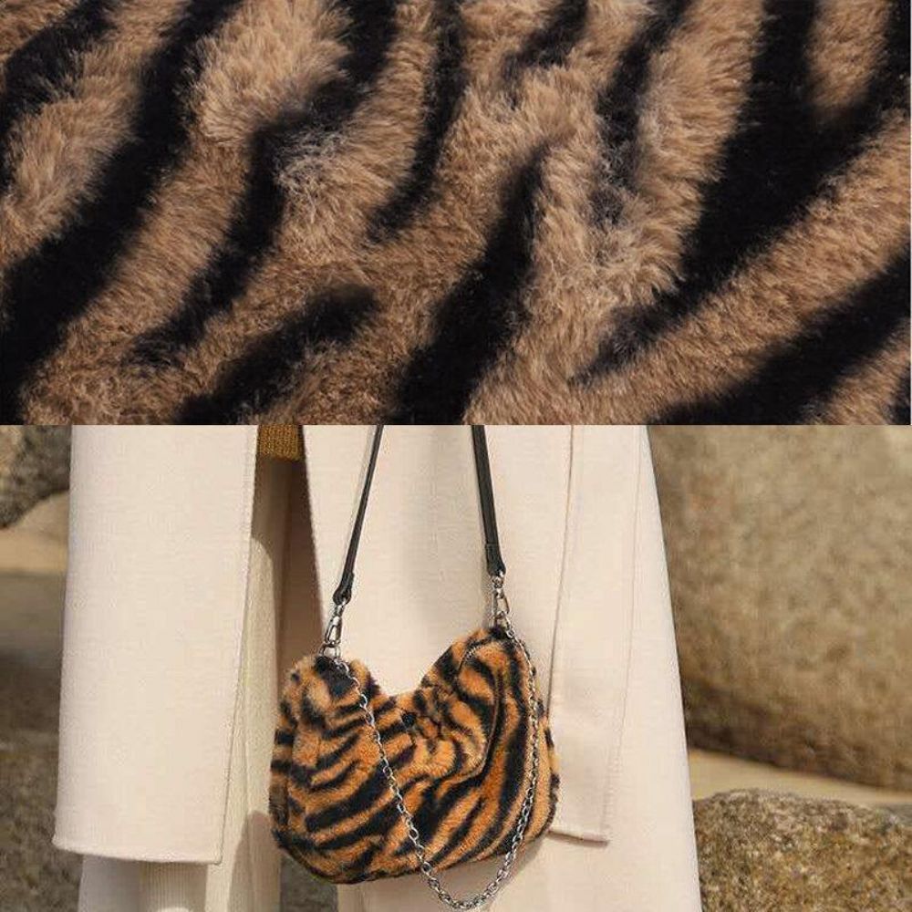 Frauen Filz Weich Lässig Mode Leopardenmuster Unterarm Mini Allgleiches Handtasche Umhängetasche