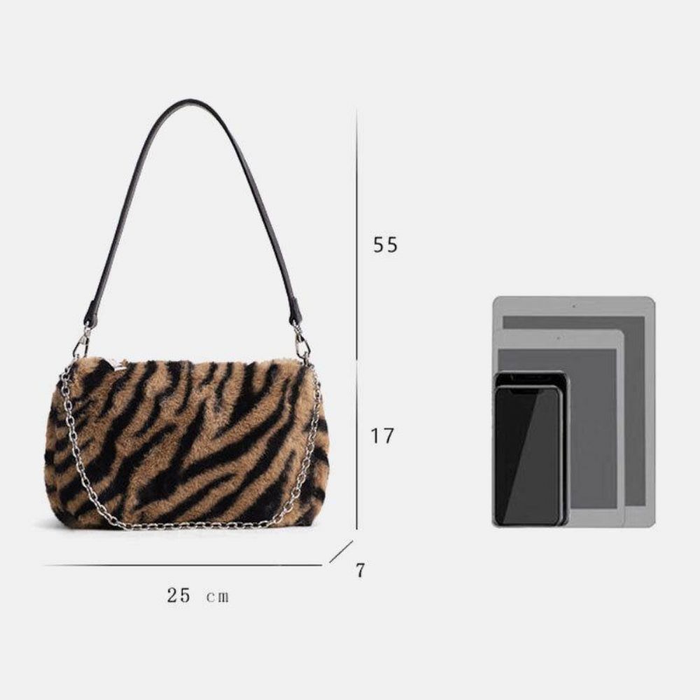 Frauen Filz Weich Lässig Mode Leopardenmuster Unterarm Mini Allgleiches Handtasche Umhängetasche