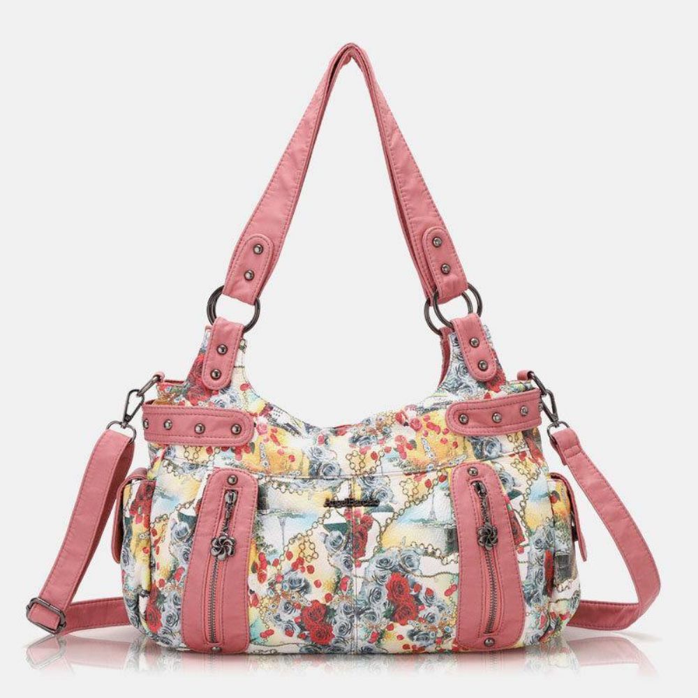 Frauen Floral Wasserdichte Multicolor Print Handtasche Umhängetasche Umhängetasche