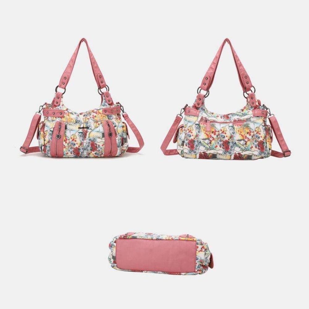 Frauen Floral Wasserdichte Multicolor Print Handtasche Umhängetasche Umhängetasche