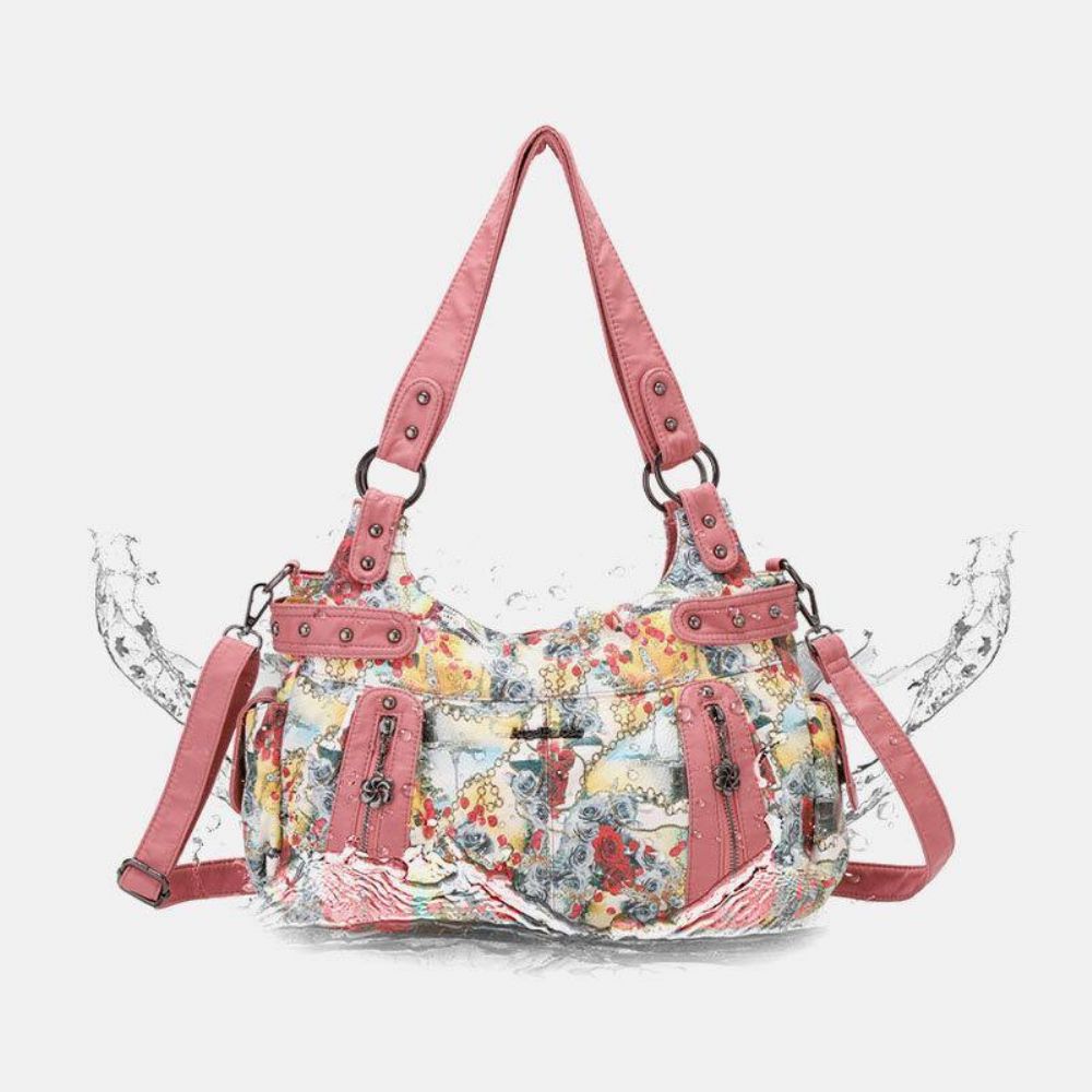 Frauen Floral Wasserdichte Multicolor Print Handtasche Umhängetasche Umhängetasche