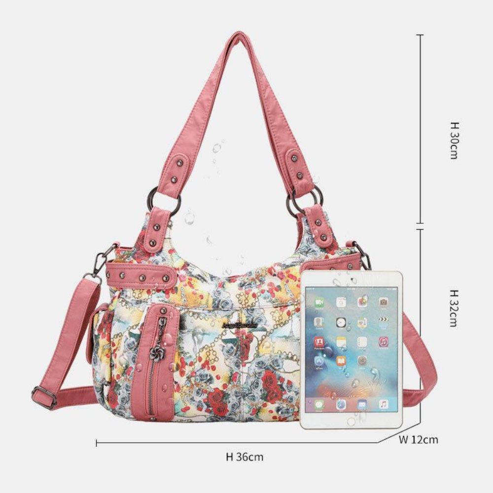 Frauen Floral Wasserdichte Multicolor Print Handtasche Umhängetasche Umhängetasche