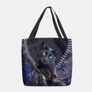 Frauen Fühlten Sich Niedlich 3D Dreidimensionale Cartoon Schwarze Katze Zweig Muster Umhängetasche Handtasche Tote