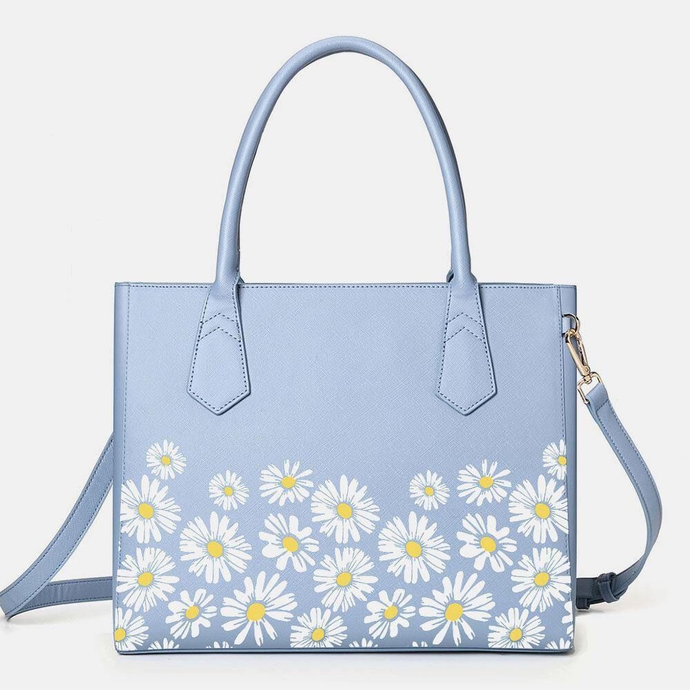 Frauen Pu-Leder Daisy Multifunktions Multi-Pocket 13.3 Zoll Laptop Schlüssel Handtasche Umhängetasche