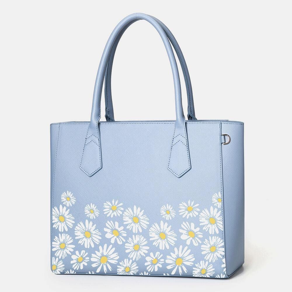 Frauen Pu-Leder Daisy Multifunktions Multi-Pocket 13.3 Zoll Laptop Schlüssel Handtasche Umhängetasche