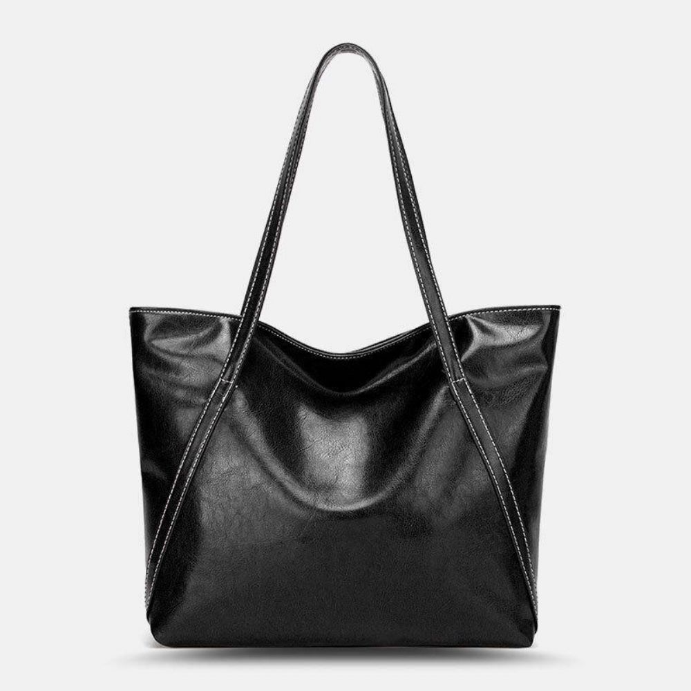 Frauen Pu Leder Frühling Vintage Große Kapazität Umhängetasche Handtasche Tote