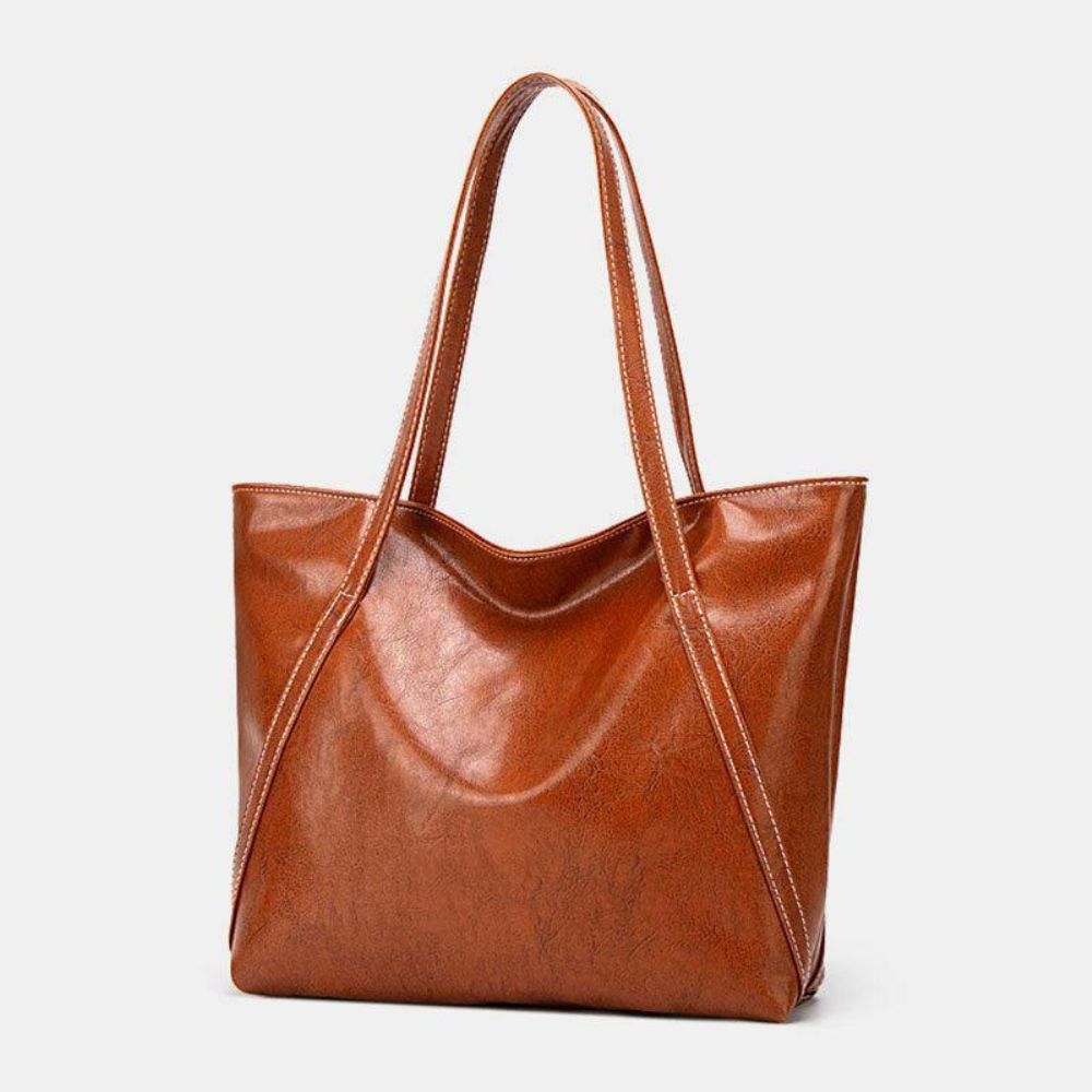 Frauen Pu Leder Frühling Vintage Große Kapazität Umhängetasche Handtasche Tote