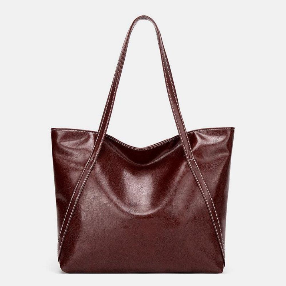 Frauen Pu Leder Frühling Vintage Große Kapazität Umhängetasche Handtasche Tote