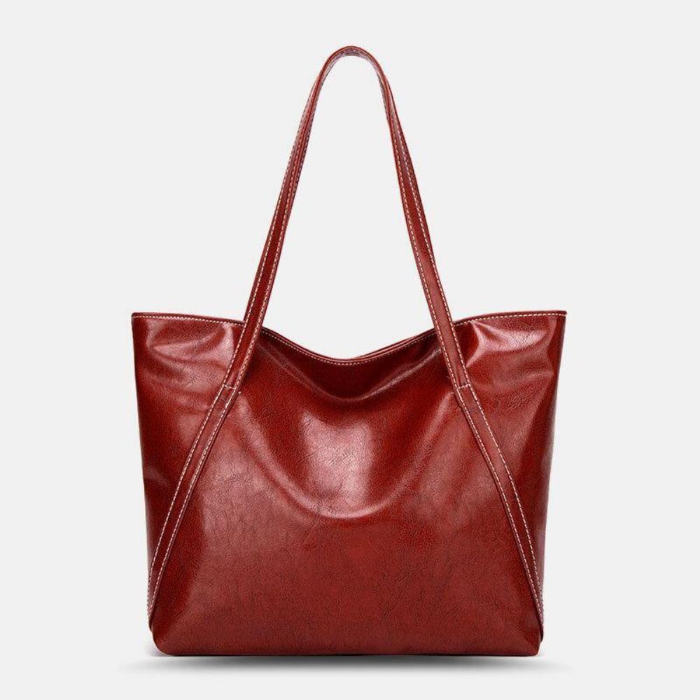 Frauen Pu Leder Frühling Vintage Große Kapazität Umhängetasche Handtasche Tote