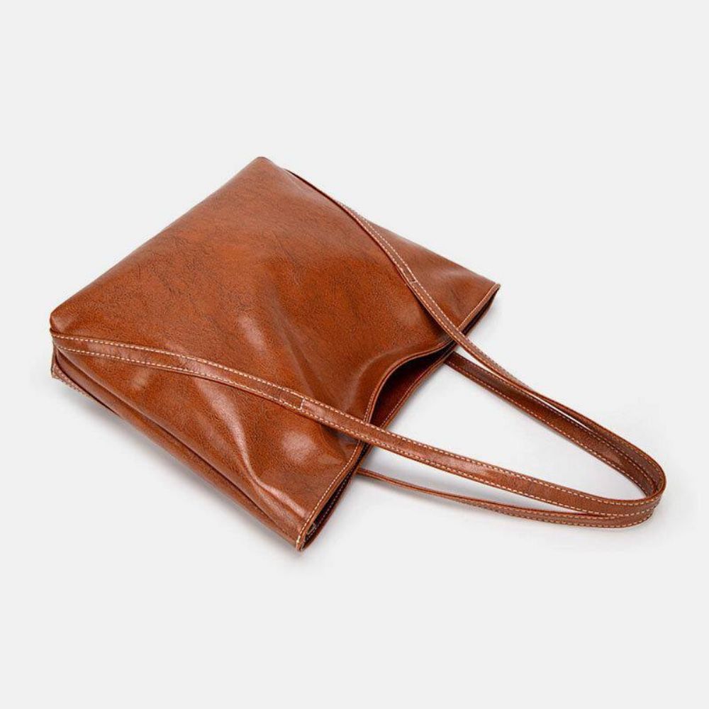 Frauen Pu Leder Frühling Vintage Große Kapazität Umhängetasche Handtasche Tote