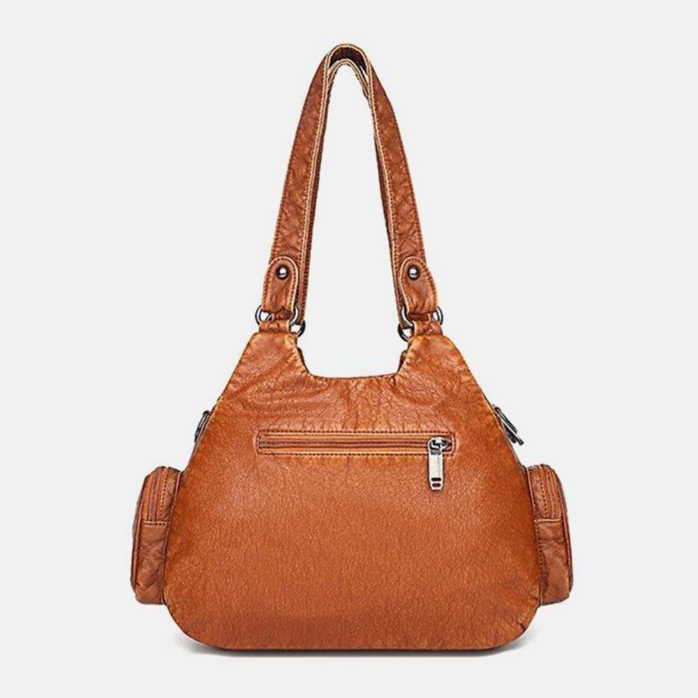 Frauen Pu-Leder Große Kapazität Multi-Pocket-Niet-Dekoration Retro Soft Tote Handtaschen Crossbody-Taschen