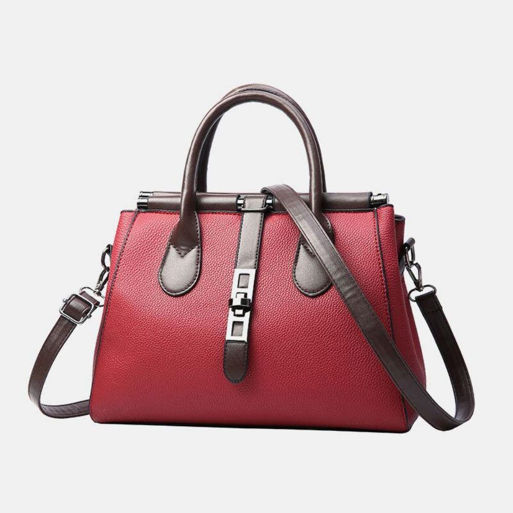 Frauen Pu Leder Mode Casual Mittlere Kapazität Einfarbig Multi-Carry Handtasche Umhängetasche Umhängetasche