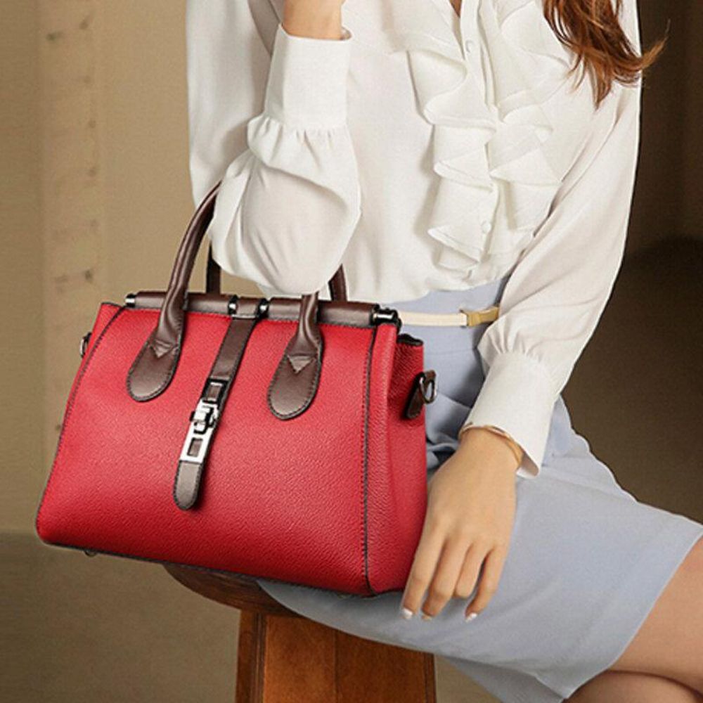 Frauen Pu Leder Mode Casual Mittlere Kapazität Einfarbig Multi-Carry Handtasche Umhängetasche Umhängetasche