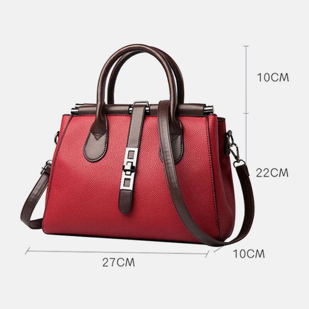 Frauen Pu Leder Mode Casual Mittlere Kapazität Einfarbig Multi-Carry Handtasche Umhängetasche Umhängetasche