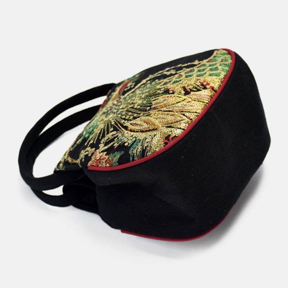 Frauen-Segeltuch-Ethno-Art-Stickerei-Pfau-Muster-Beiläufige Elegante Minidamen-Handtasche