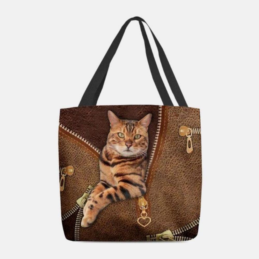 Frauen-Segeltuch-Niedliche 3D-Dreidimensionale Vision-Katzen-Muster-Umhängetasche-Handtaschen-Tote