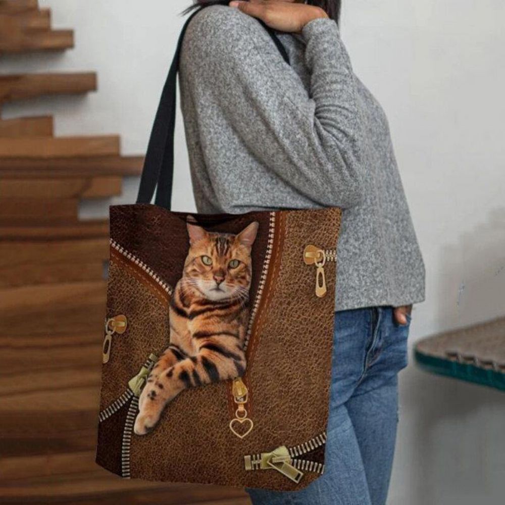 Frauen-Segeltuch-Niedliche 3D-Dreidimensionale Vision-Katzen-Muster-Umhängetasche-Handtaschen-Tote