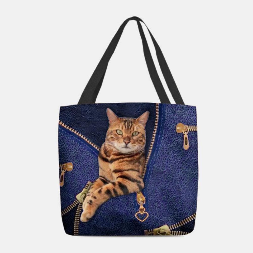 Frauen-Segeltuch-Niedliche 3D-Dreidimensionale Vision-Katzen-Muster-Umhängetasche-Handtaschen-Tote