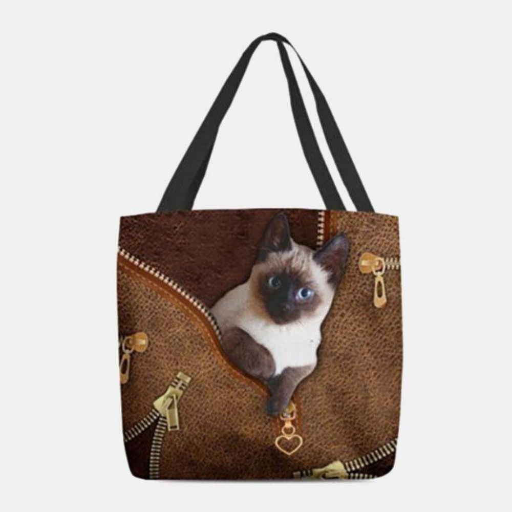 Frauen-Segeltuch-Niedliches 3D-Drei-Dimen'Sional-Katzenmuster Lässige Umhängetasche Handtasche Tote