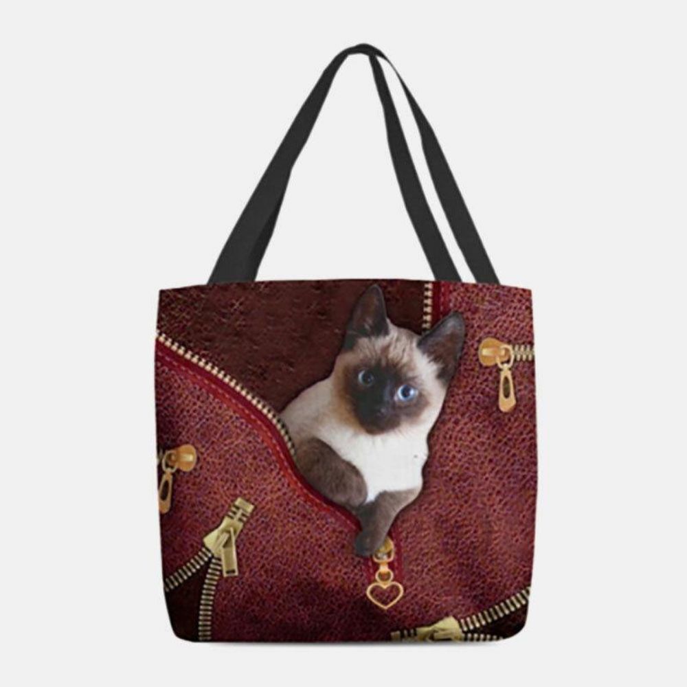 Frauen-Segeltuch-Niedliches 3D-Drei-Dimen'Sional-Katzenmuster Lässige Umhängetasche Handtasche Tote