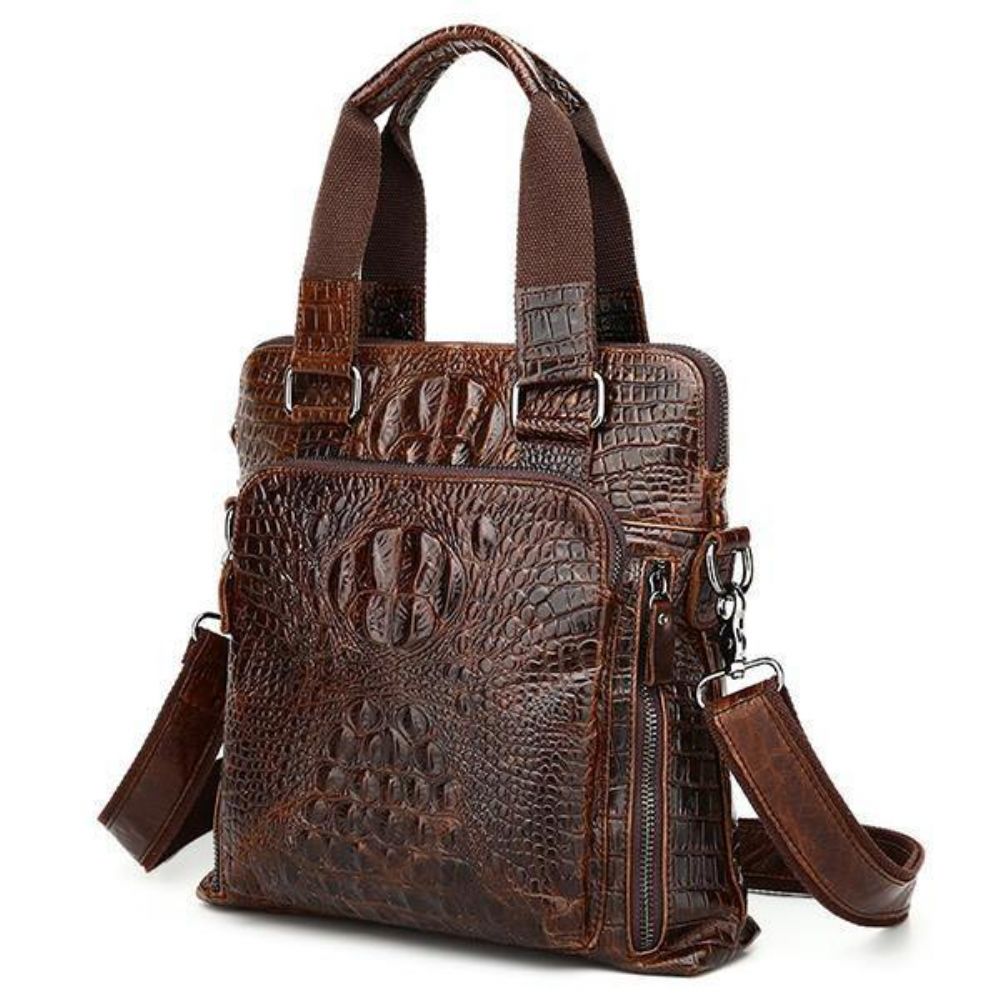 Herren Echtes Leder Alligator Business Bag Handtasche