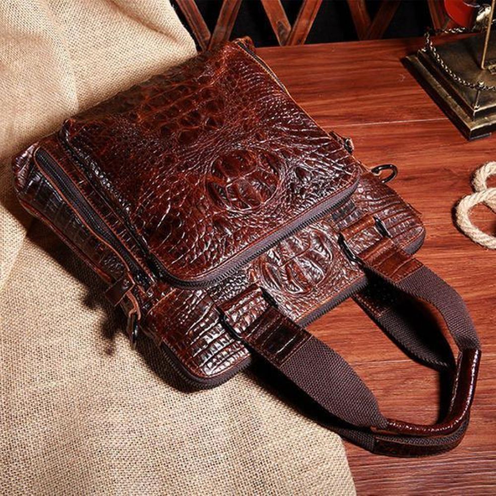 Herren Echtes Leder Alligator Business Bag Handtasche