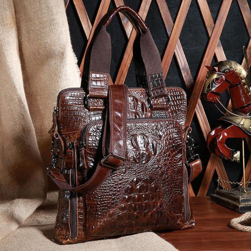 Herren Echtes Leder Alligator Business Bag Handtasche