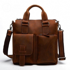 Herren Echtes Leder Retro Handtasche Umhängetasche Casual Business Umhängetasche Aktentasche