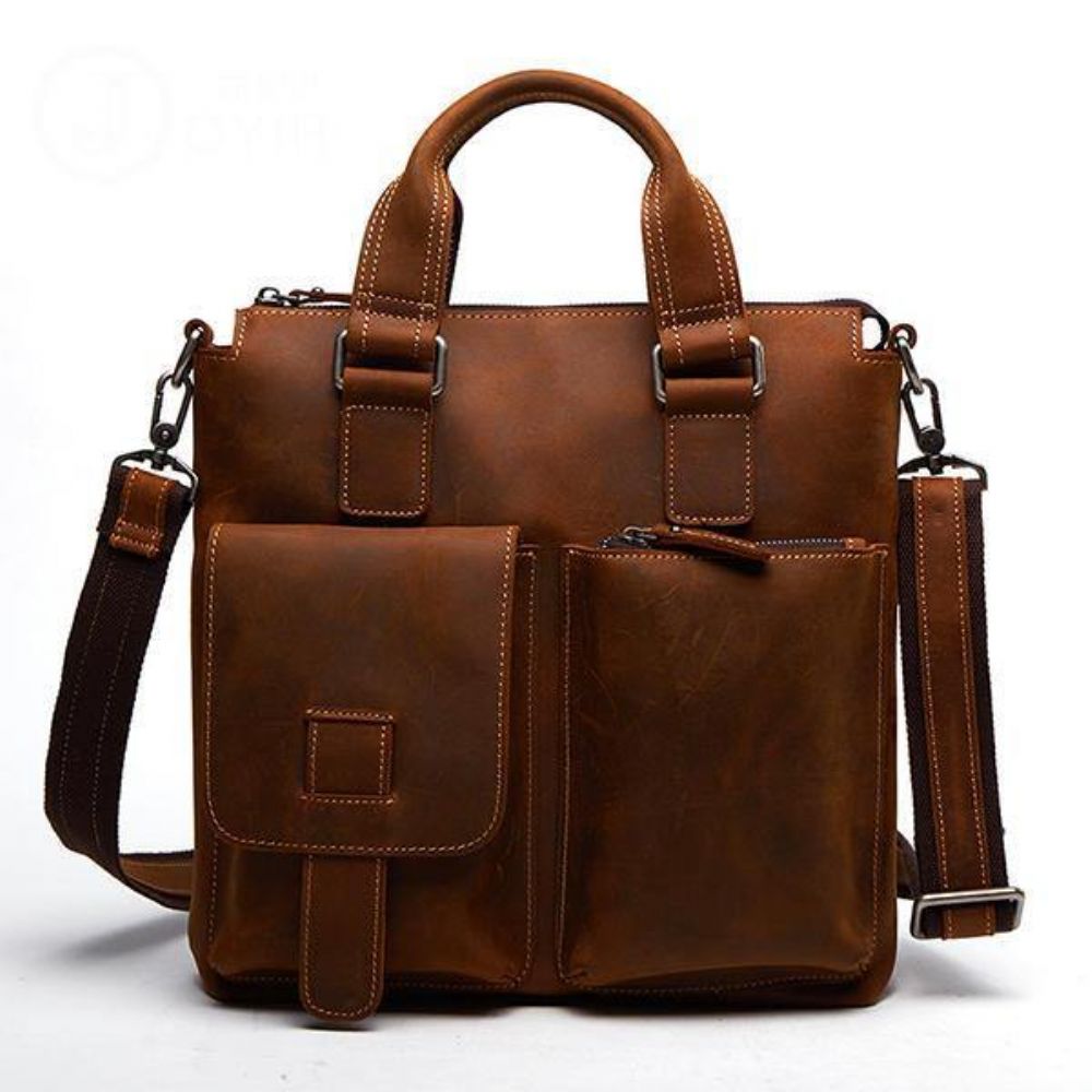 Herren Echtes Leder Retro Handtasche Umhängetasche Casual Business Umhängetasche Aktentasche