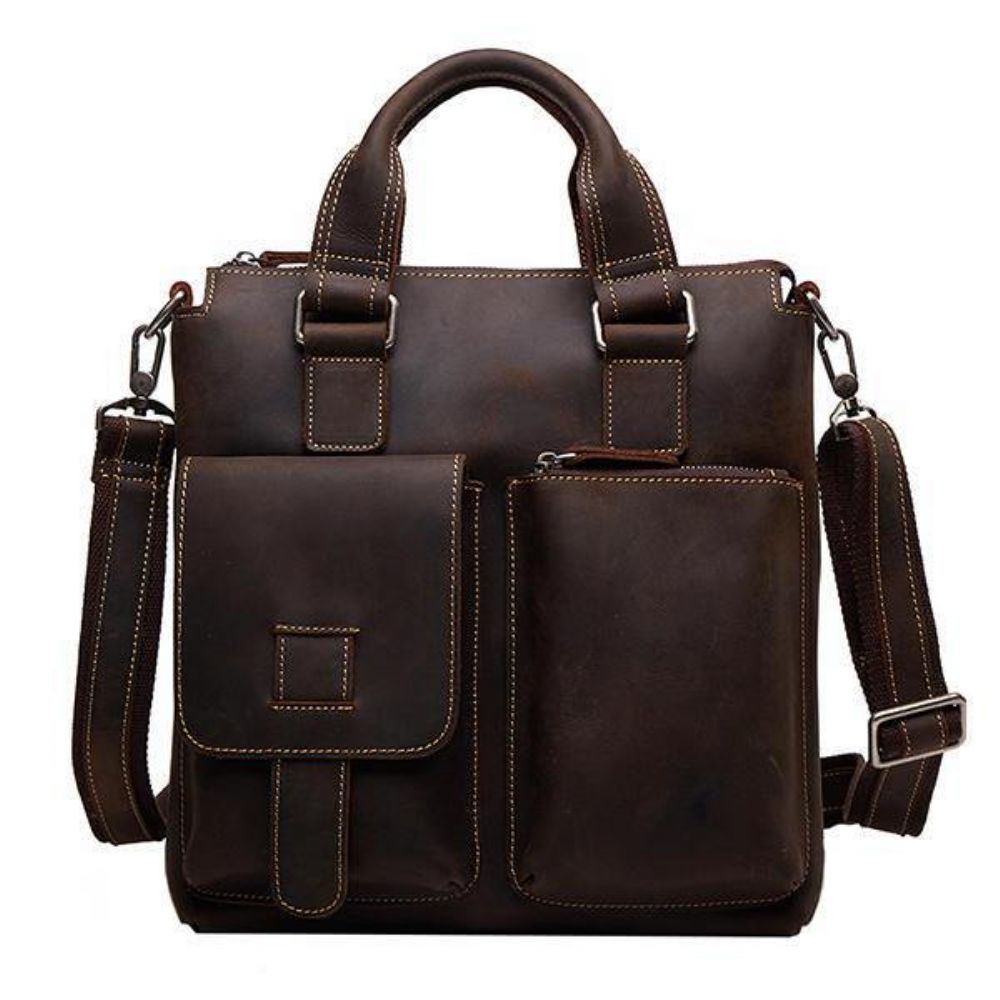 Herren Echtes Leder Retro Handtasche Umhängetasche Casual Business Umhängetasche Aktentasche