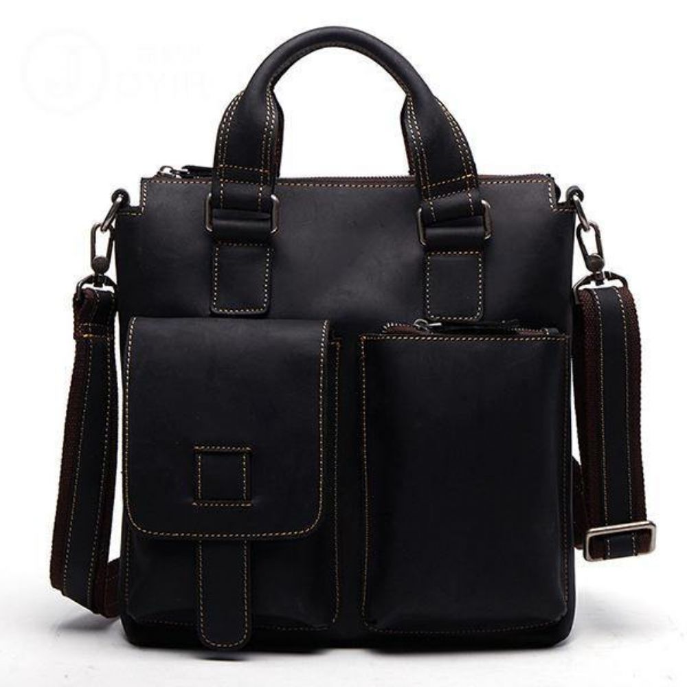 Herren Echtes Leder Retro Handtasche Umhängetasche Casual Business Umhängetasche Aktentasche